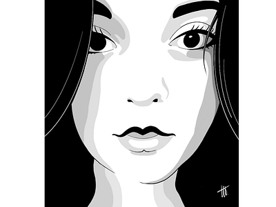 Happy birthday Shery !! art black black and white brush draw drawing eye face girl illustration ipad light portrait procreate white woman