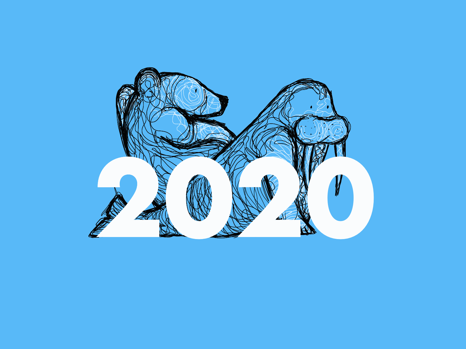 What a warm winter - 2020 serie 2020 animals background blue frame by frame gif animated illustration procreate