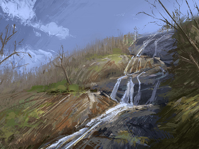 Waterfall adobe photoshop digital art drawing enviroment environment environmental illustration waterfall