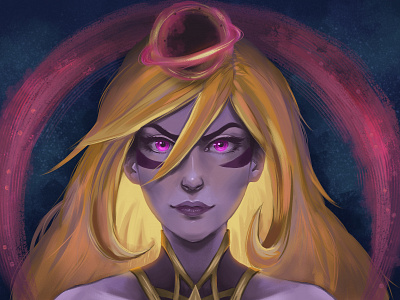 Dark Cosmic Lux Fan Art adobe photoshop art digital art digital illustration digital portrait fan art fan artwork illustration league of legends lux portait portrait portrait art