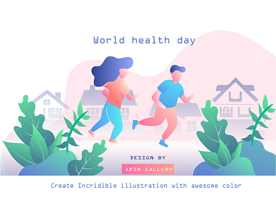 health day illustration flat illustration flat illustrations health jogging running ui web website world health day