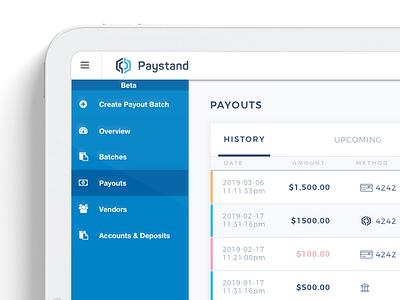 Paystand's new logo in their product UI blockchain design fintech icon design logo logo design ui