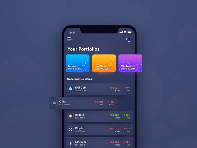 Crypto app UI - Dark