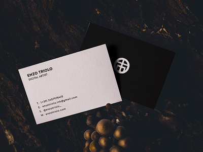 Enzo Triolo - personal brand business card black black and white logo bold brand design branding business card bw card graphic design logo logo design motion graphics white