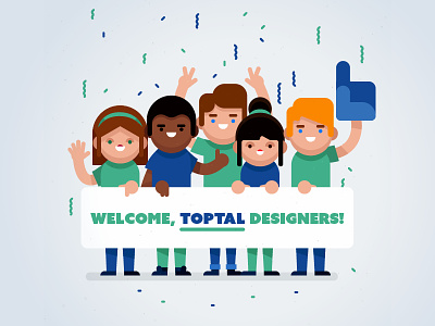 Toptal Designers celebration designers flat free illustration job person toptal