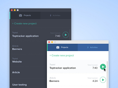 Toptracker Interface app application clean desktop interface ios toptal ui