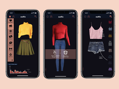 Outfix App Screens application design style ux ui ux design