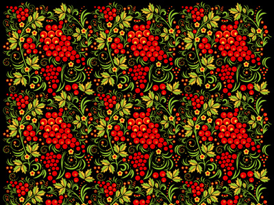 Seamless Pattern in Khokhloma Painting Style