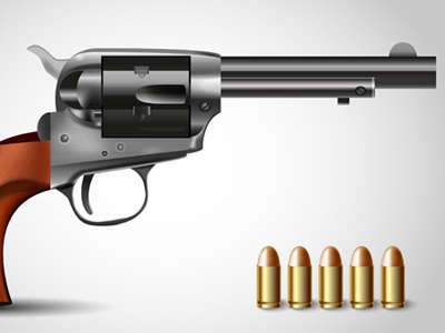 A Vector Colt bullet gun handgun pistol retro revolver vector weapon