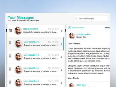 Message Center Web App app chat conversation email message online ui web website