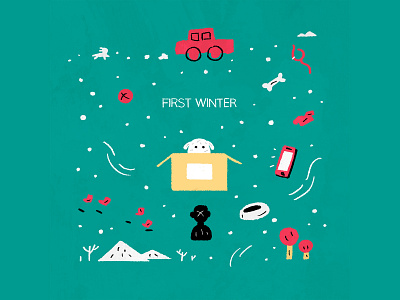 First Winter animal art care design dog drawing illustration winter