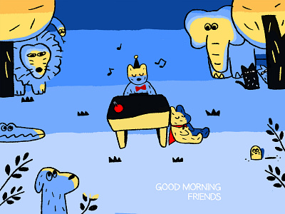 Goodmorning Friends animals animation art character design illustration morning