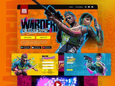 Wardeka Game Landing Page apex free fire game landing page punk shooter ui valorant