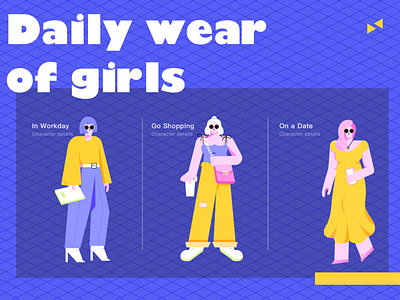 Daily wear of girls-Personal illustration exercise characterdesign clothes flat illustration