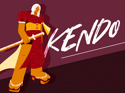 Kendo girl-Personal illustration exercise characterdesign clothes flat illustration kendo red warrior