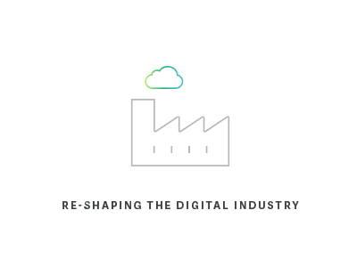 Introscreen for a digital concept business cloud concept digital green icon industry intro zeich