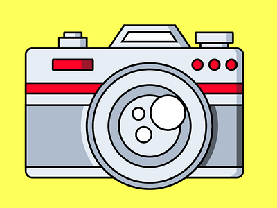 Camera camera cartoon colorfull flat style travel vector yellow background