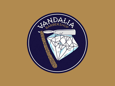 Vandalia Barbershop barbershop diamond illustration lettering razor