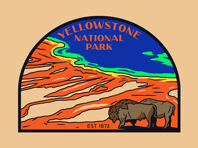 Yellowstone National Park bison illustration national park sendero yellowstone