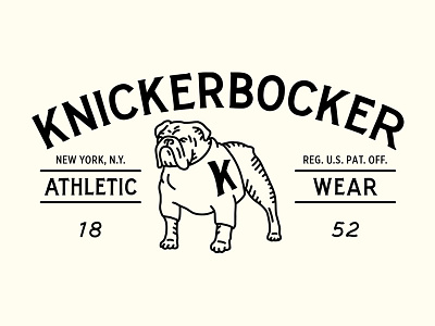 Knickerbocker Athletic Wear bulldog hand lettering illustration knickerbocker lettering type