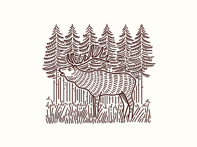 Elk elk forest illustration