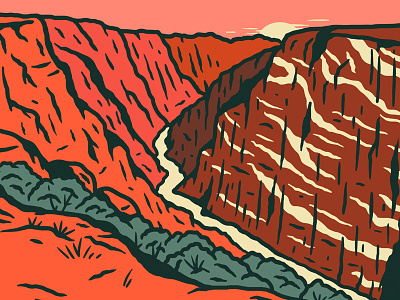 Black Canyon of the Gunnison canyon colorado illustration national park sendero