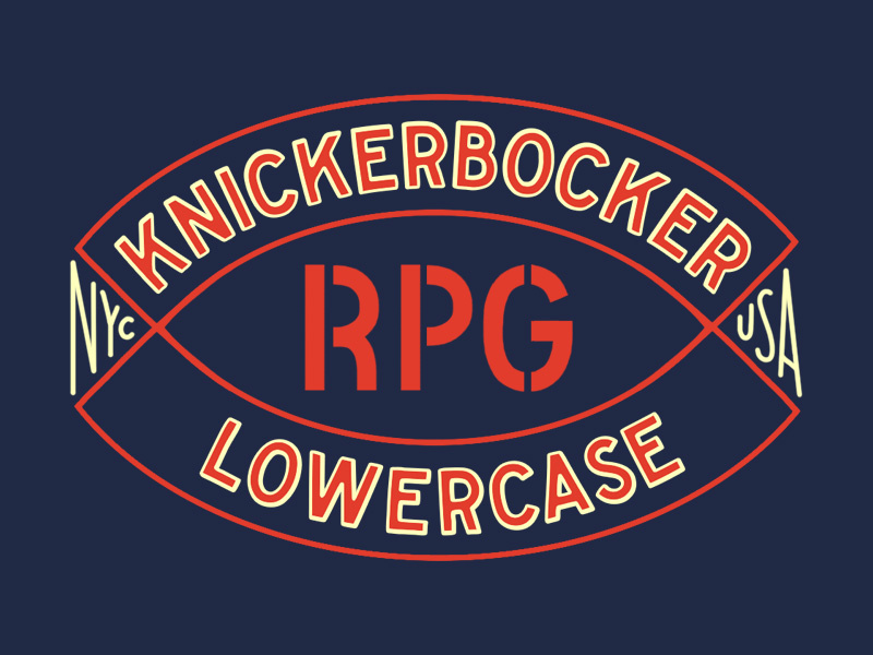 KMFG x LC WIP new york badge lowercase knickerbocker hand lettering lettering