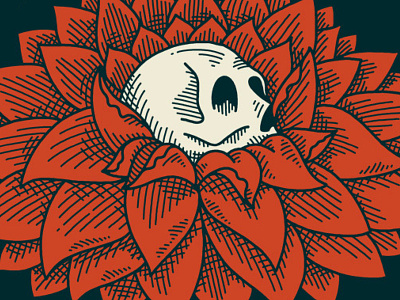 Bloom flower illustration skull