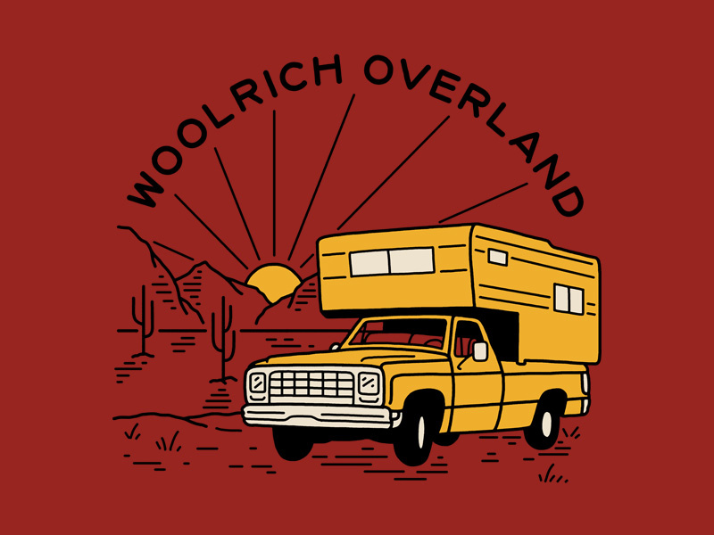 Woolrich Overland truck desert camper overland woolrich lettering illustration