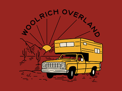 Woolrich Overland camper desert illustration lettering overland truck woolrich