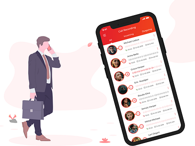 Call Recording App UI Design app appdesign appdesigner branding clean design didyouknow digital flatui graphic design icons illustration illustrator interface design mobile recordings stadvanontdekkingen ui ux vector