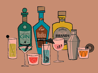 Retro Cocktails alcohol cocktails illustration mid century modern retro