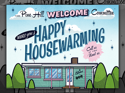 Happy Housewarming housewarming mid century modern retro suburbia welcome wagon