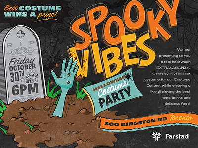 Spooky Vibes grave invitation party spooky web banner zombie