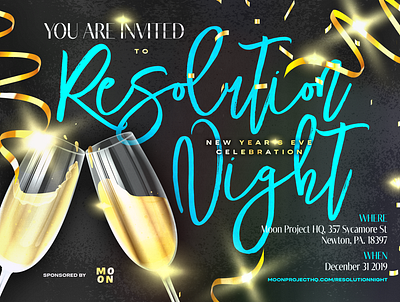 Resolution Night ad banner canva celebration champagne design new years new years eve nye nye flyer poster