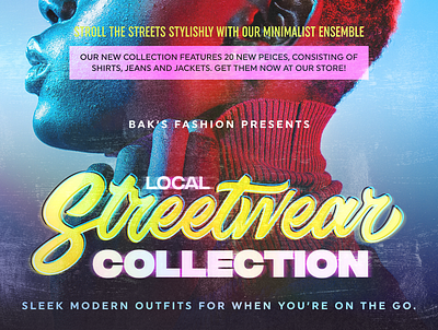 Local Streetwear Collection ad baks banner canva clothing discount fashion glitter marble poster sale store