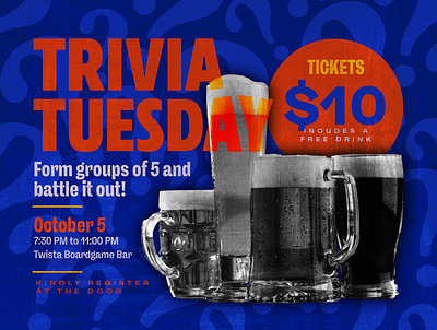 Trivia Tuesday ad banner bar canva design event poster trivia