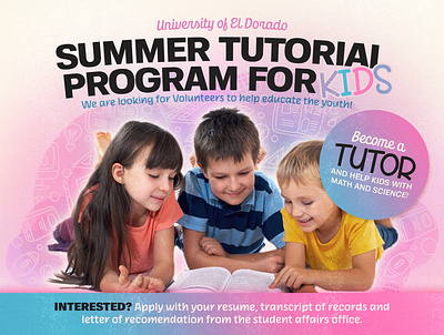 Summer Tutorial Program for Kids ad banner canva design kids poster school students tutor tutoring