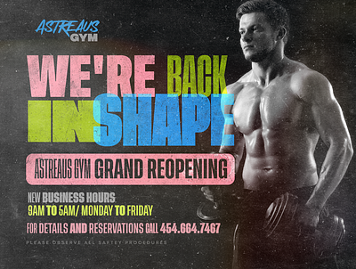 We're Back in Shape ad banner canva design fitness gym gym flyer muscles poster workout
