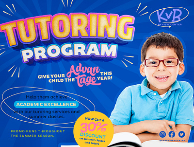 Summer Learner Tutoring Program academics ad banner canva design learning poster school summer tutoring