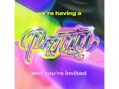 Party Invitation ad banner canva chrome design filter forge invitation party poster retro