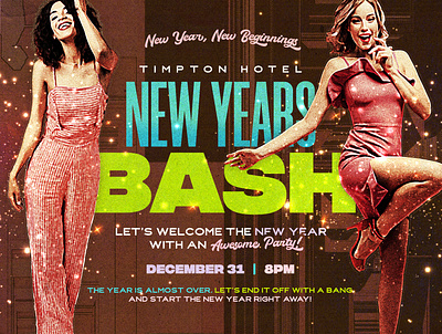 New Years Bash ad banner bash canva design event hotel invitation new years new years eve nye nye flyer party poster