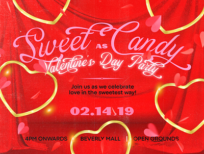 SWEET AS CANDY ad banner candy canva design event hearts love poster valentines