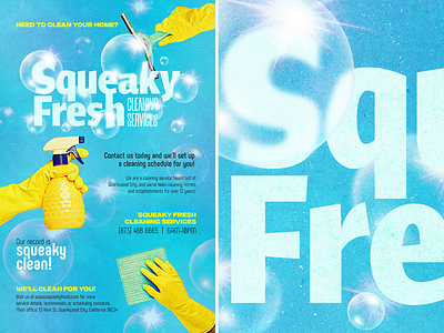 Squeaky Fresh ad banner canva clean cleaning company design fresh poster