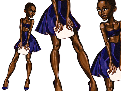 BLUE SKIRT digital painting fashion illustration illustration