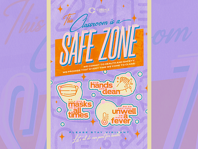 SAFE ZONE banner canva design high school poster retro safety school