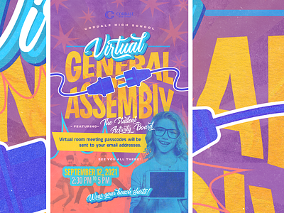 Virtual General Assembly ad assembly banner canva design high school poster school zoom