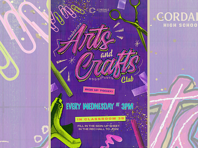 arts and crafts ad banner canva club crafts design event high school poster school