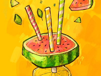 WATERMELON crayon doodle drawing food fruit illustration lemos watermelon