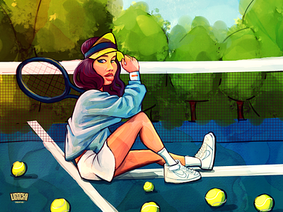 Tennis athlete illustration tennis woman